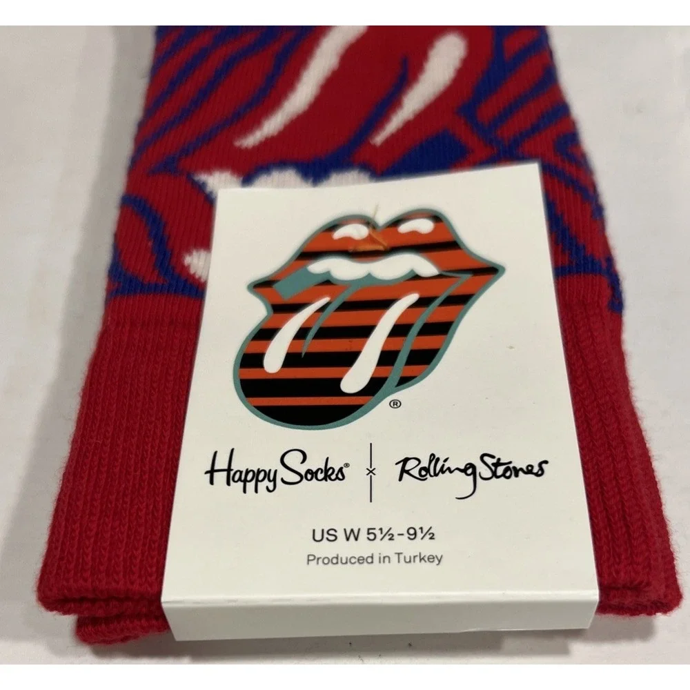 New $16 Happy‎ Socks Rolling Stones Combed Cotton Crew Socks 5.5–9.5
